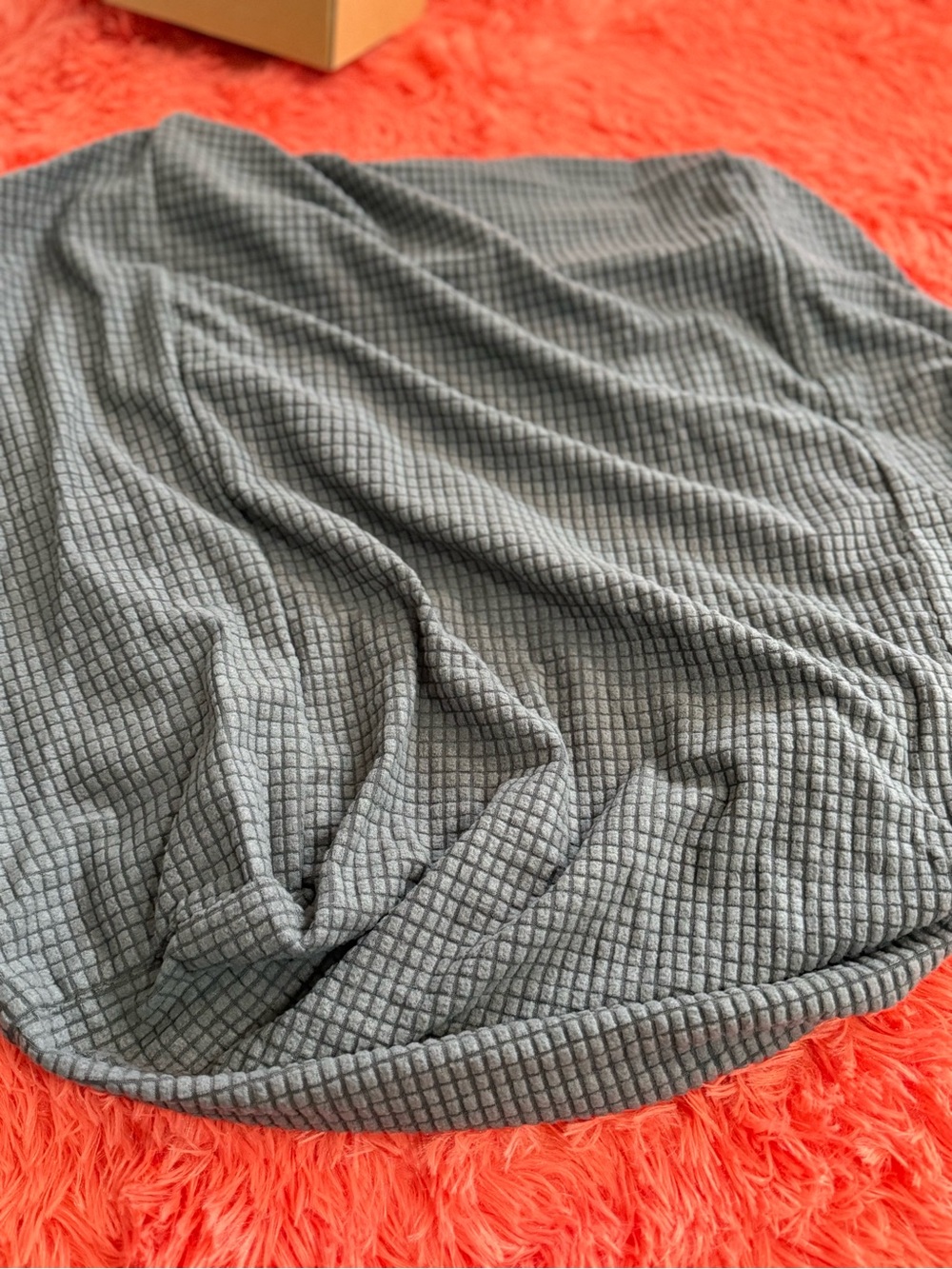 Gray Textured Furniture Cover - Soft Grid Design